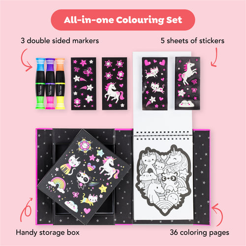 Neon Coloring Set - Unicorns and Friends